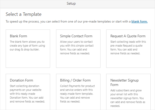 WPForms Review form templates