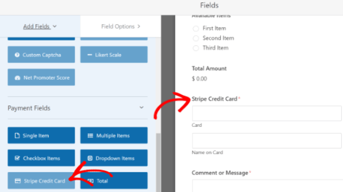 Add Stripe Credit Card Field to WPForms