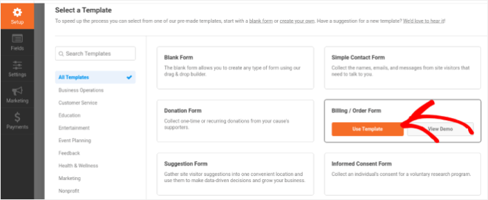 Billing Order Form Template WPForms