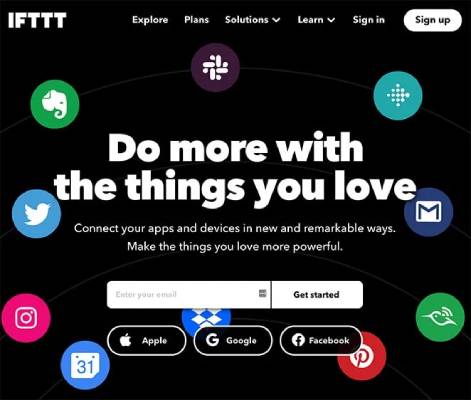 IFTTT landing page headline example