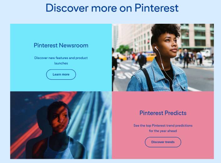 Pinterest FAQ Page Discovery Section