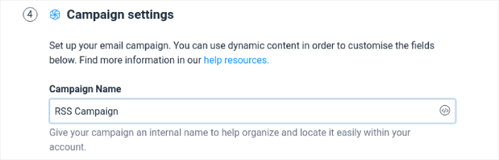 RSS email campaign name