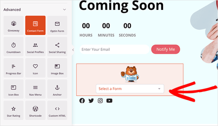 Add Contact Form to Coming Soon Page