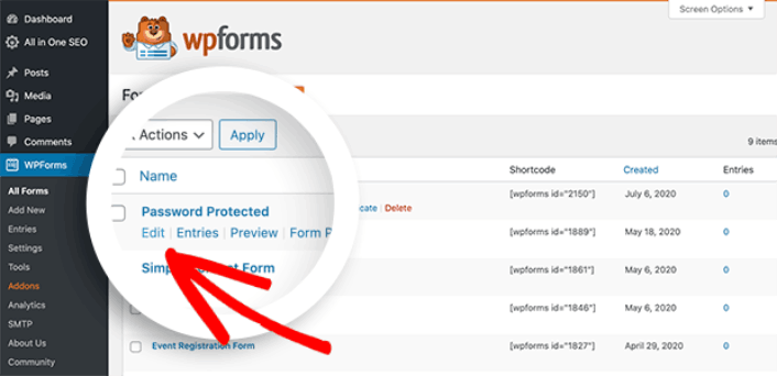 Edit Password Protected Form in WordPress