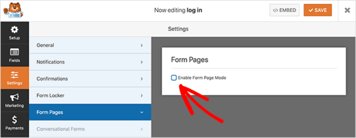 Enable Form Page Mode