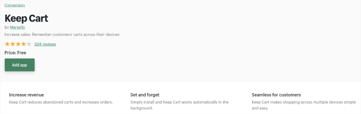 Keep Cart Shopify App
