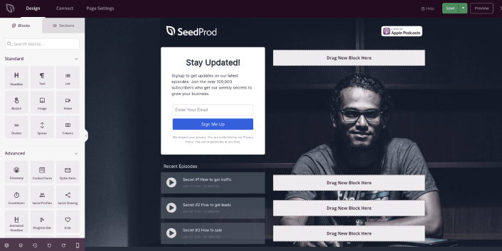 SeedProd Podcast Landing Page Preview