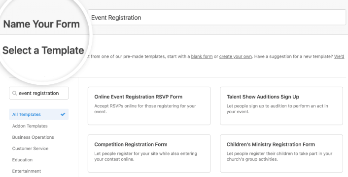 Select Online Event Registration Form Template