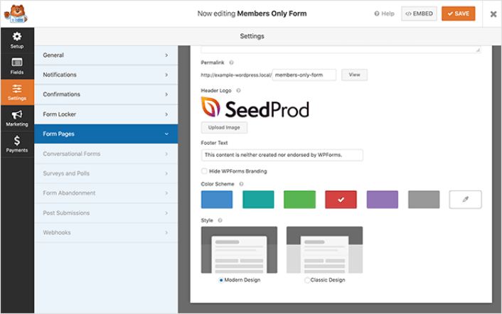 WPForms Form Page Design