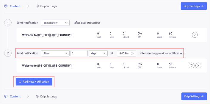 Create a Cross Selling Push Notifications Drip