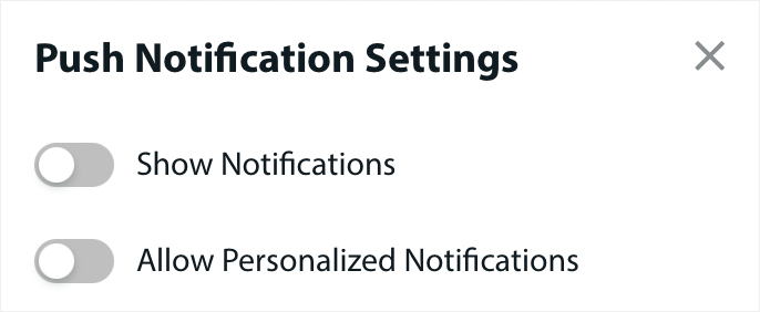 Preview of Modal to Allow Personalized Notifications