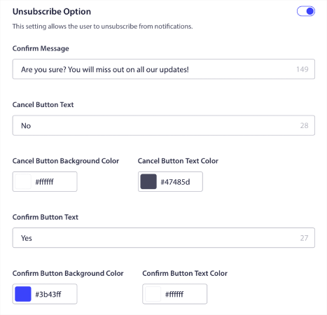 Unsubscribe Options