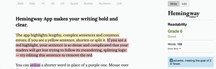 Hemingway App Readability Tool