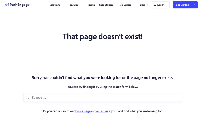 PushEngage 404 Page Design