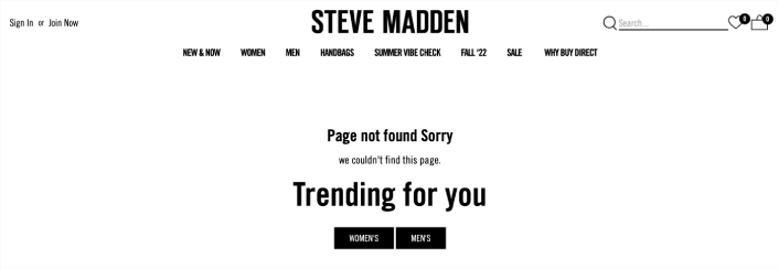 Steve Madden 404 Page Design