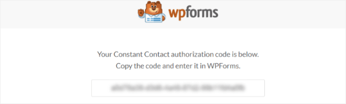 Copy the WPForms Auth Code