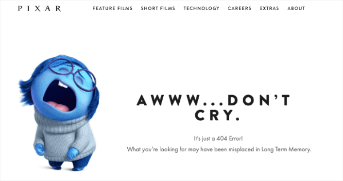 Pixar 404 page design
