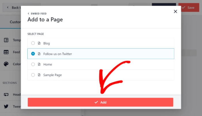 Add Twitter Feed to a New Page