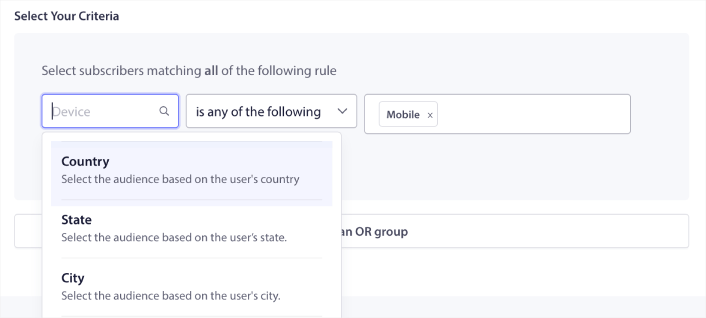 Filter Audience Group by Geolocation