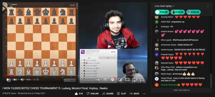 Samay Raina streaming chess live