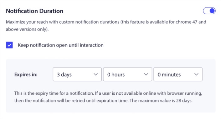 Set Push Notification Duration