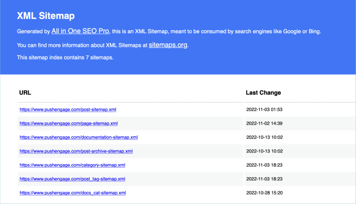 XML Sitemap Example