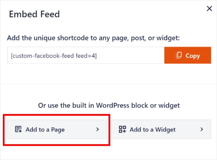Add Facebook feed to page