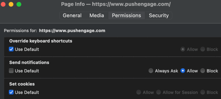 Firefox Page Info Permissions