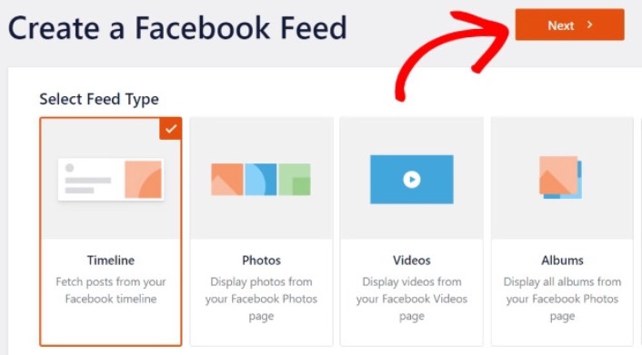 Select Facebook feed type