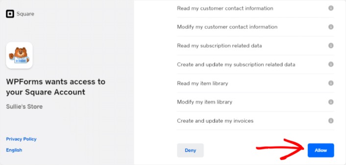 Allow WPForms to connect to Square