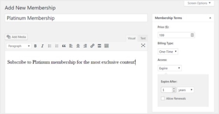 Create Membership Tiers