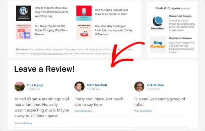 Facebook review widget