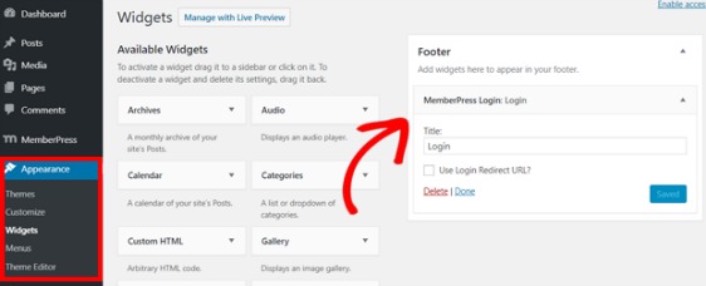 MemberPress login widget