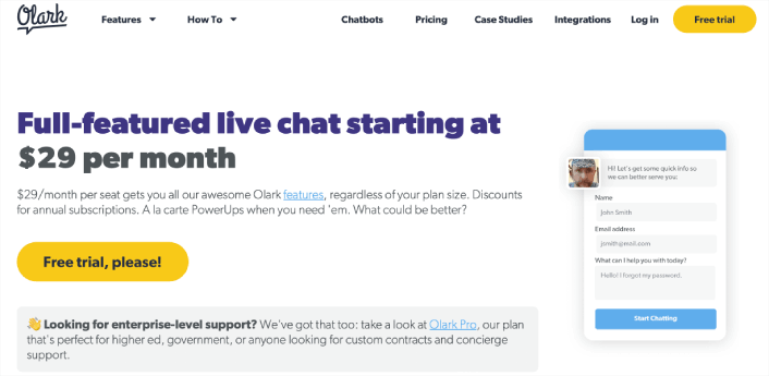 Olark Live Chat Software