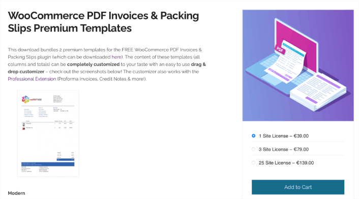 WooCommerce PDF Invoices plugin
