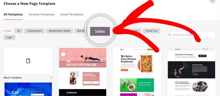 Find a sales page template in WordPress