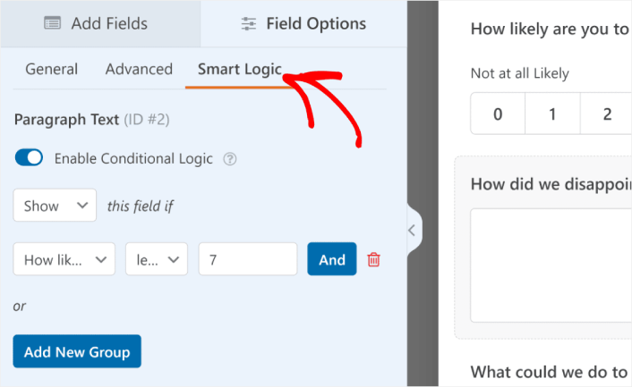 Conditional Logic for NPS Survey