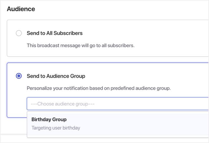 Send Broadcast to Audience Group