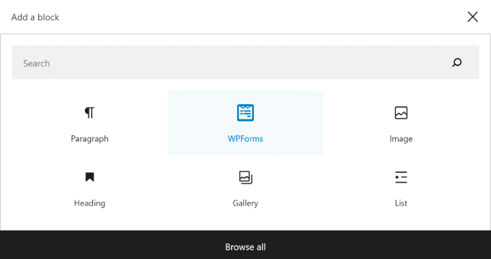 Add WPForms block