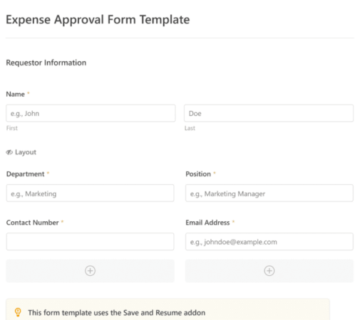 Edit Expense Approval Form Template