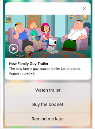 Interactive iOS app push notifications