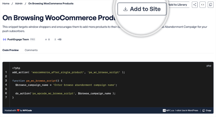 Add WooCommerce Browse Abandonment Code Snippet