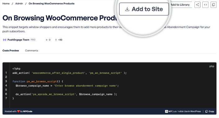 Adicionar trecho de código de Abandono de Navegação do WooCommerce