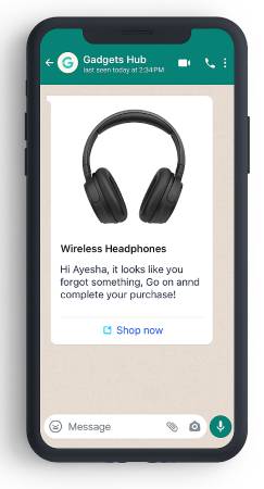 WhatsApp cart abandonment for electronics store