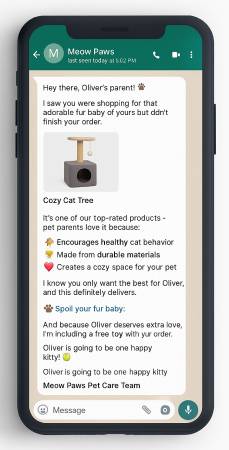 WhatsApp cart abandonment for pet stores