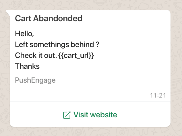 WhatsApp cart abandonment template