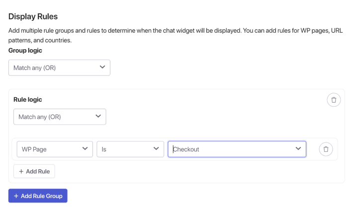 Chat Widget Display Rules