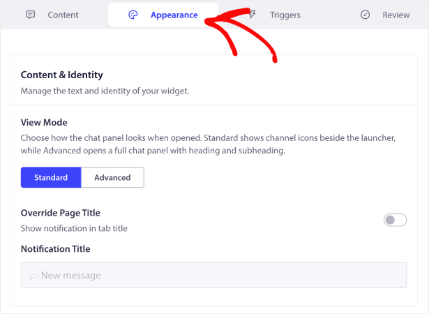 Chat Widget Appearance Settings