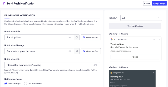 Send Fully Customized Push Notifications