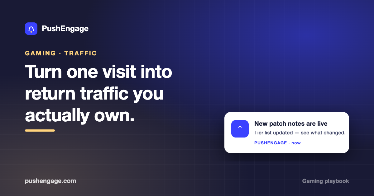 Driv trafik till en spelsida med webbpush — PushEngage omslagsbild